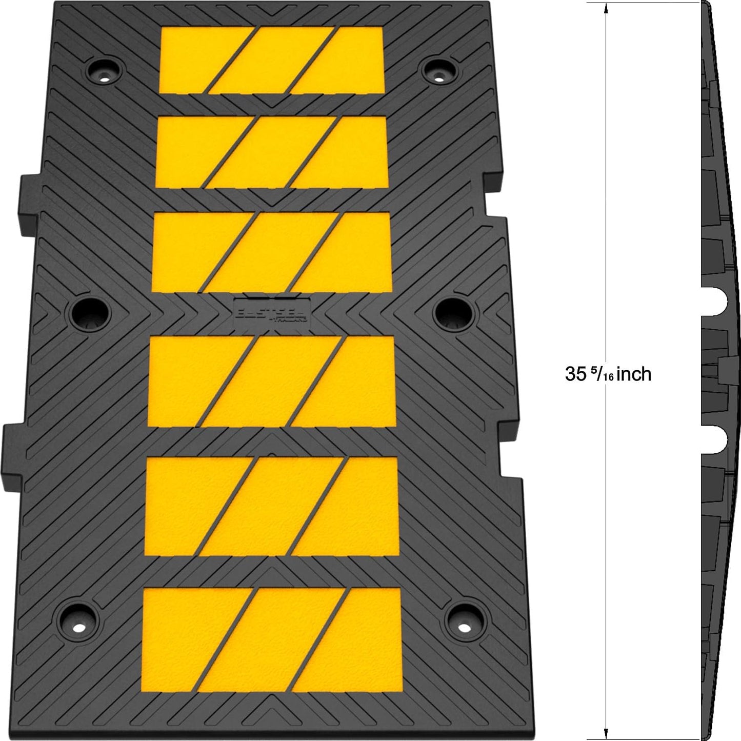 35" inch Width Speed Humps Rubber Speed Bumps for Saftey Combinable High Visibility Durable Ramps, Garage Speed Bump for Asphalt Concrete Gravel Driveway (Middle Part 1 Pack)