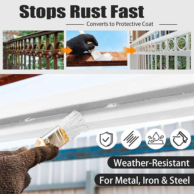 Rust Converter Paint White 35oz – Rust Proof Paint, Rust Inhibitor, Anti Rust Coating, Rust Converter & Metal Primer, Car Rust Treatment, Rust Remover for Boats, Cars & DIY
