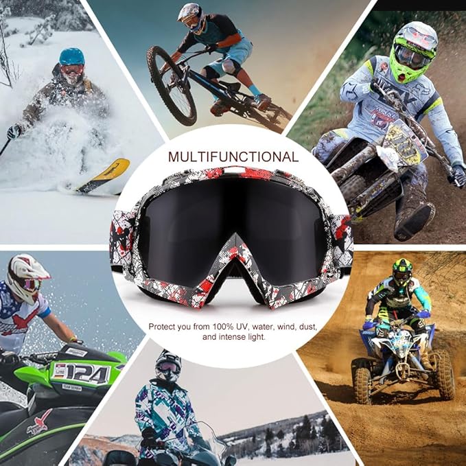 SPOSUNE Dirt Bike ATV Goggles UV400 Motorcycle Goggles for Men Women Youth Motocross Riding Goggles Windproof Dustproof