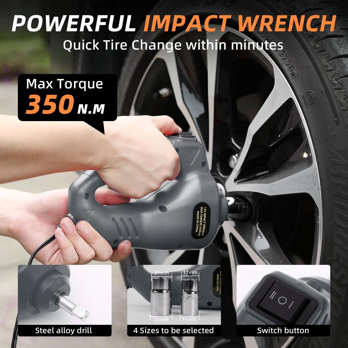 STANDTALL Electric Car Jack Kit 5T 12V Electric Floor Jack Lift for Vehicle, Electric Hydraulic Jack Auto Repair Tool Set with Built-in Inflator and Impact Wrench