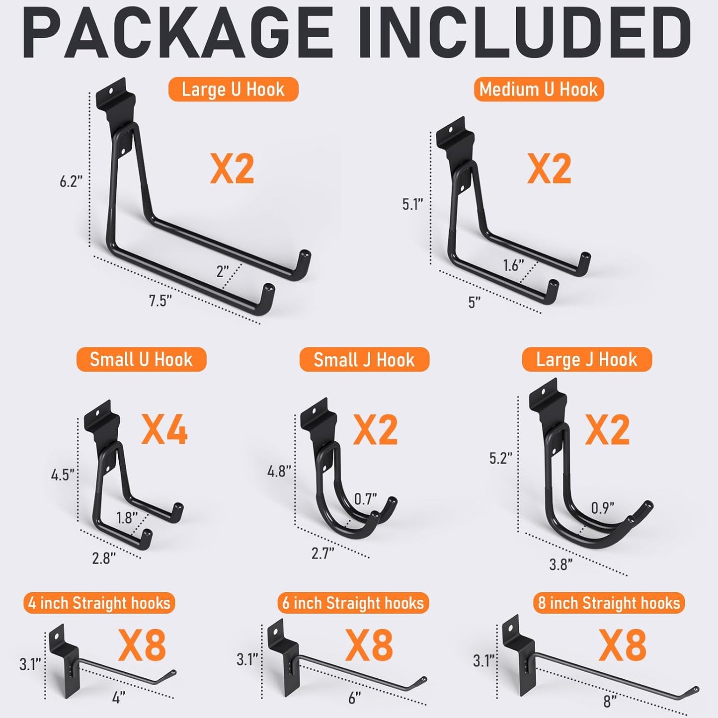 INCLY 36 Pack Heavy Duty Slatwall Hooks, Black Garage Slatwall Panel Accessories Utility Hooks, Slat Wall Hanging Hooks and Hangers for Garages, Sheds, Basements