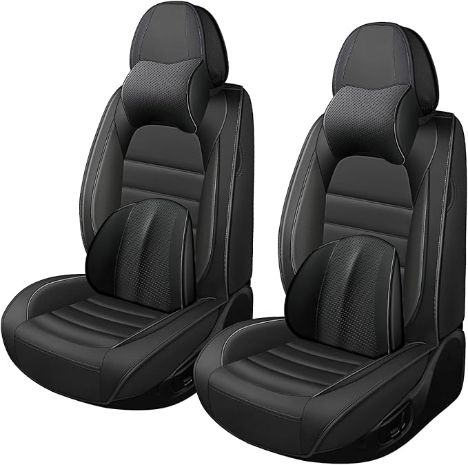 Car Seat Covers for GMC Sierra 1500/2500/3500 Denali SLT AT4 AT4X Base Seat Covers 2008-2025, Waterproof Premium Nappa Leather Seat Protectors(Luxury 2 Seats/Black)