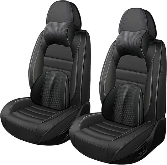 Car Seat Covers for GMC Sierra 1500/2500/3500 Denali SLT AT4 AT4X Base Seat Covers 2008-2025, Waterproof Premium Nappa Leather Seat Protectors(Luxury 2 Seats/Black)