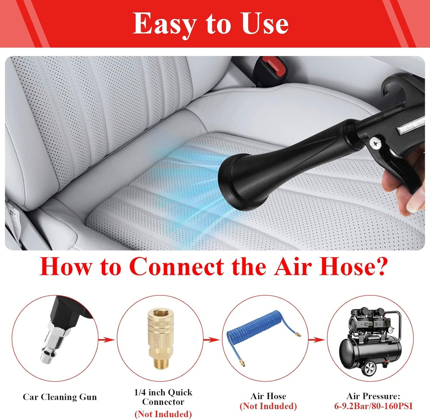 HANDY Tornado Air Cleaning Gun with Rubber Guard and Brass Adjustable Air Flow Nozzle Air Gun for Compressor Pneumatic Tool for Dust Cleaning Car Detailing