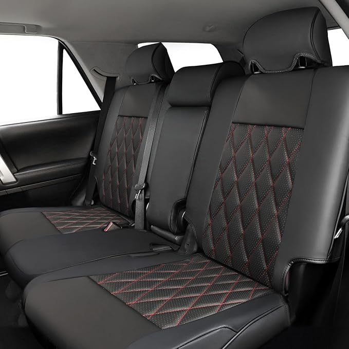 coverdream 4Runner Leather Seat Covers Full Set for 2010-2024 Toyota 4Runner Seat Cushion (5-Seater),Fully Covered,Luxury Waterproo SUV Seat Protector,Fit Like A Glove (Black & Diamond)