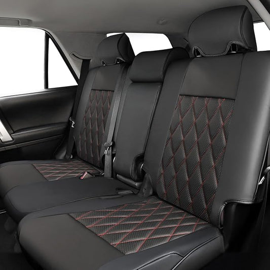 coverdream 4Runner Leather Seat Covers Full Set for 2010-2024 Toyota 4Runner Seat Cushion (5-Seater),Fully Covered,Luxury Waterproo SUV Seat Protector,Fit Like A Glove (Black & Diamond)