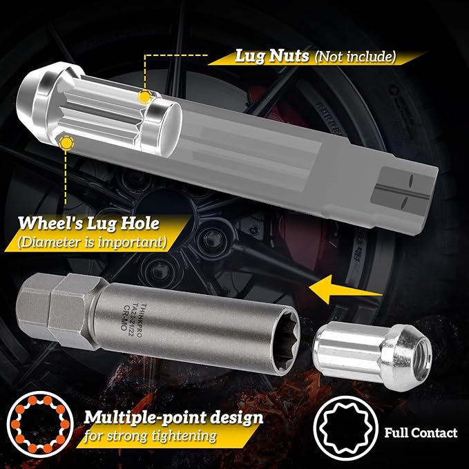 10 Spline Lug Nut Socket,Replacement for Ta20 19/21 10 Spline Lug Nut Key,Dual Drive 10 Point Wheel Lock Key,Compatible with Bimecc 10 Point Socket.