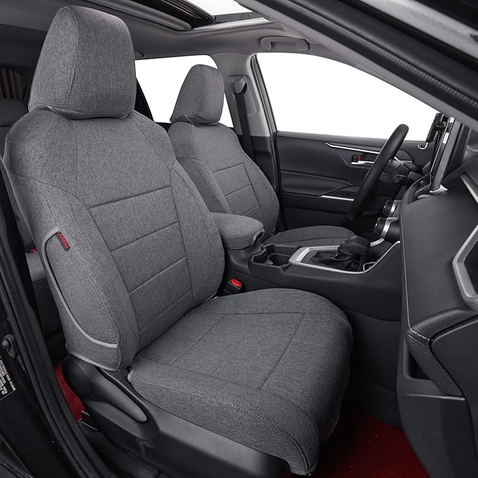 coverdream Custom Fit Seat Covers for Toyota RAV4 Limited,XLE,SE,Platinum,Adventure 2013 2014 2015 2016 2017 2018,Full Coverage Polyester Seat Protector (Full Set,Gray)