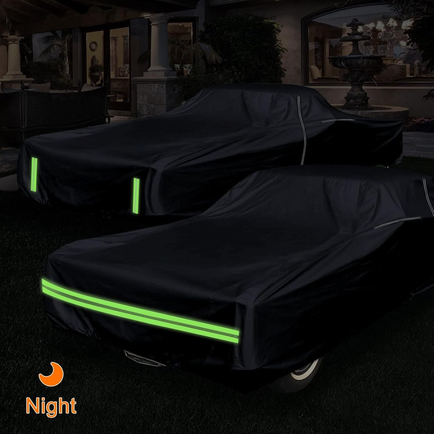 Waterproof Car Cover Compatible with Chevrolet El Camino 1968-1972, 300D with Inner Cotton Liner All Weather Classic Car Covers with Zipper Door Reflective Strips Lock for Snow Rain Dust