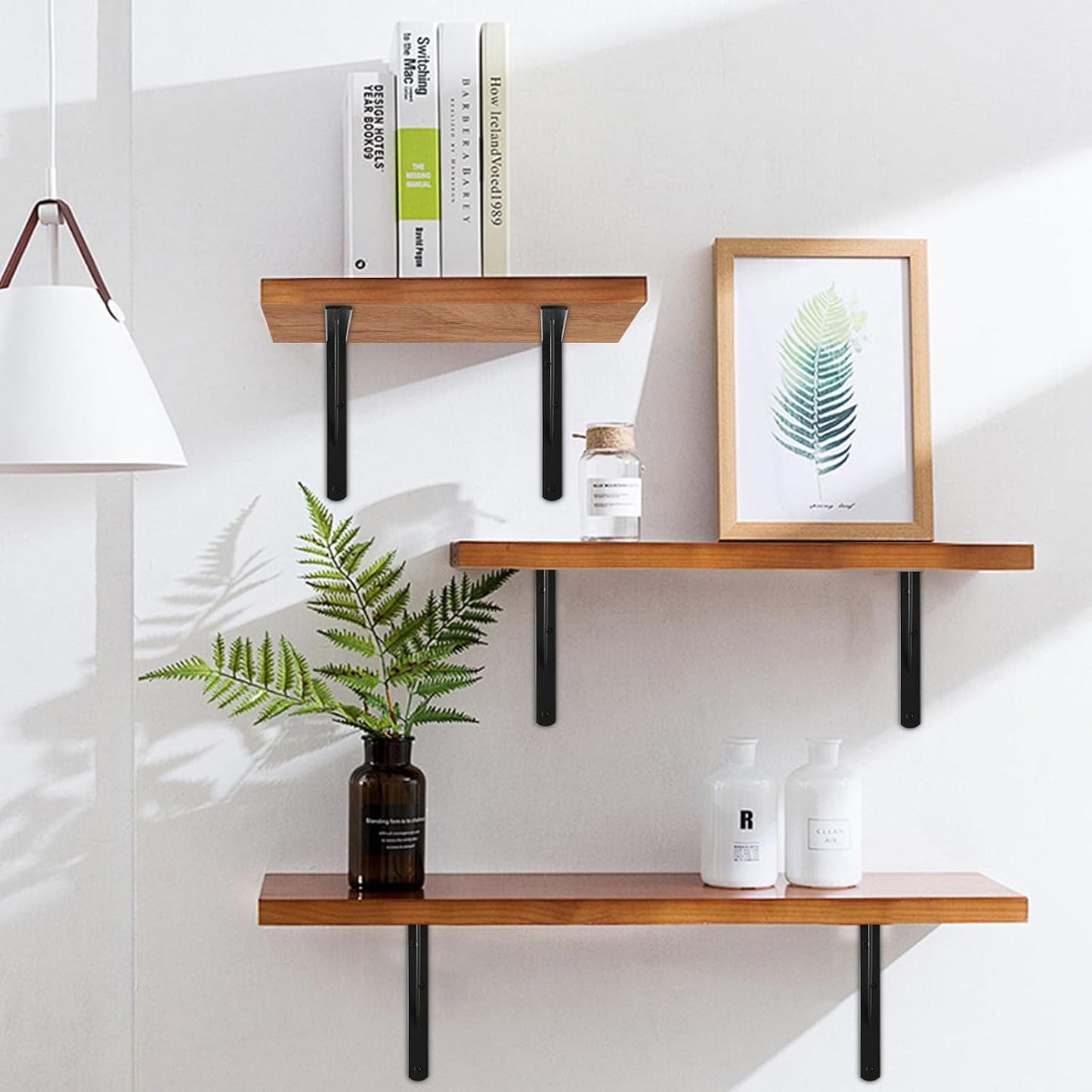 12 Pack L12 x H 8" Black Heavy Duty Shelf Brackets with Screws Metal Shelf Brackets Shelf Support Angle Brackets for Shelves L Brackets Heavy Duty Floating Shelf