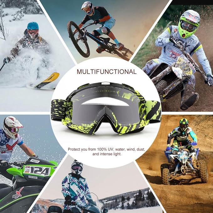 SPOSUNE Dirt Bike ATV Goggles UV400 Motorcycle Goggles for Men Women Youth Motocross Riding Goggles Windproof Dustproof