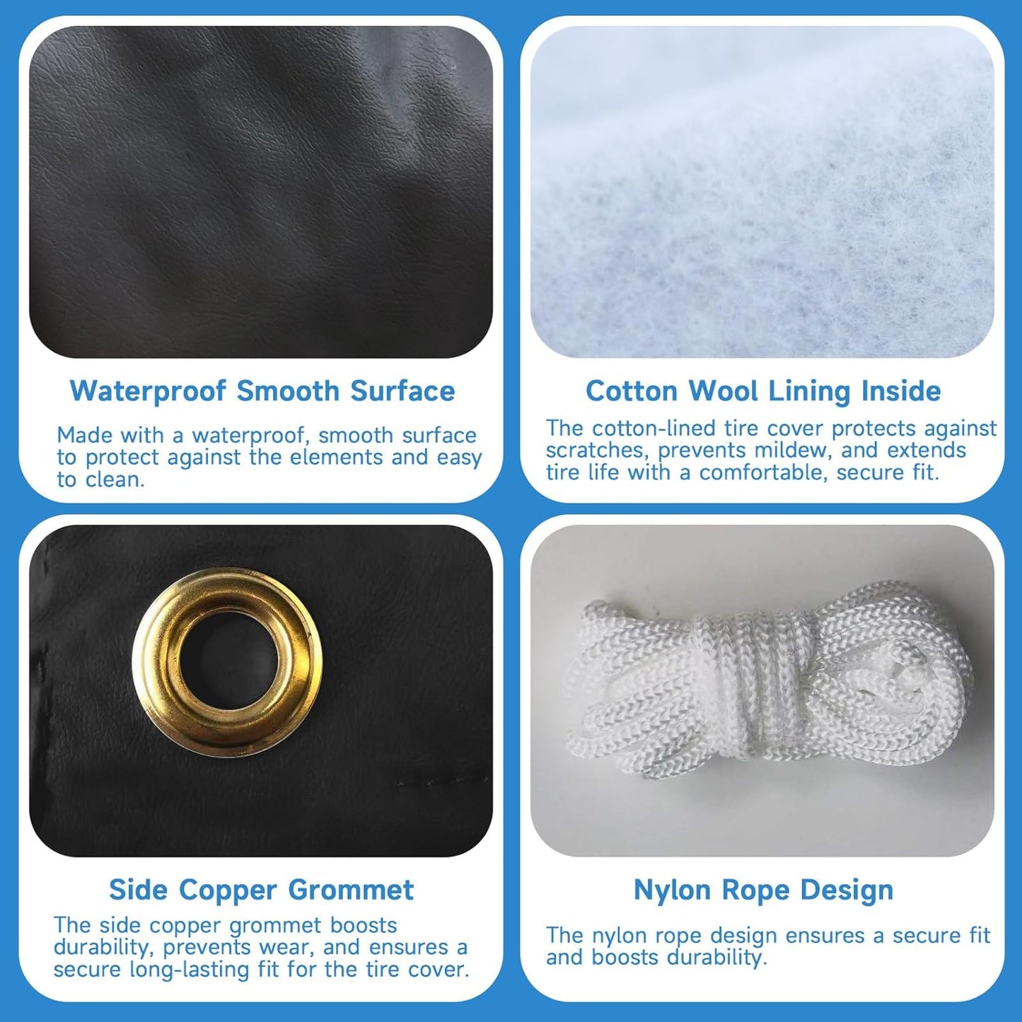 Tire Covers 4 Pack, Waterproof Thickening Tire Wheel Protector for Truck, SUV, Trailer, Camper, RV, Universal Fits Tire Diameters 27-29 inches, Black