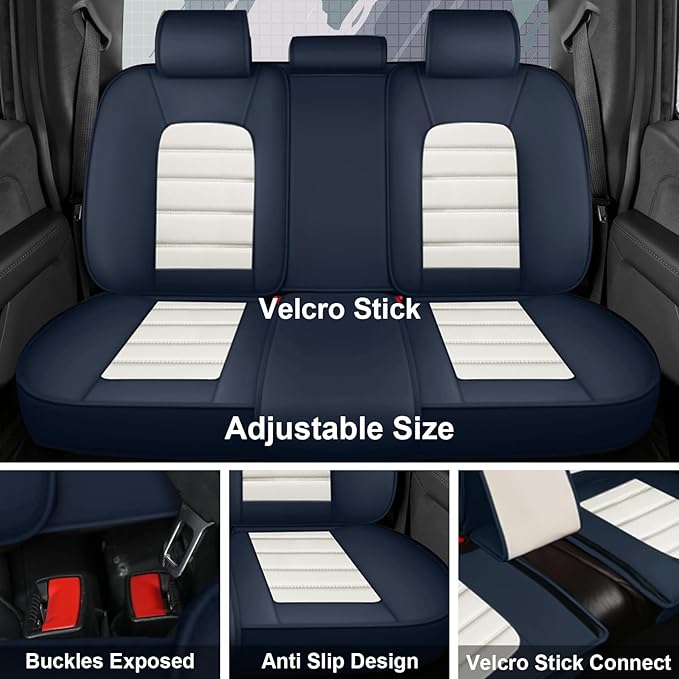 Full Set Car Seat Covers for GMC Sierra 1500/2500/3500 Denali SLT AT4 AT4X Base Seat Covers 2008-2025, Waterproof Premium Nappa Leather Seat Protectors(Standard 5 Seats/Black&White)