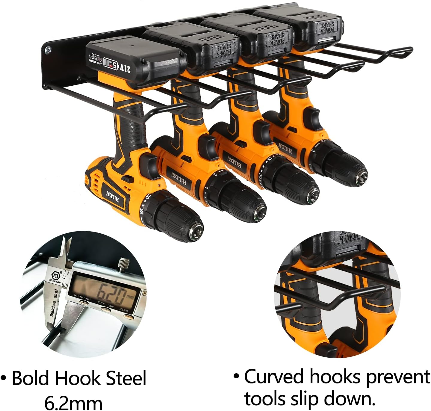 Power Tool Organizer for Garage Organization,Drill Holder Wall Mount for Tool Stoarge, Tool Organizers and Garage Storage Shelves for Charging.Heavy Duty With 4 Holders