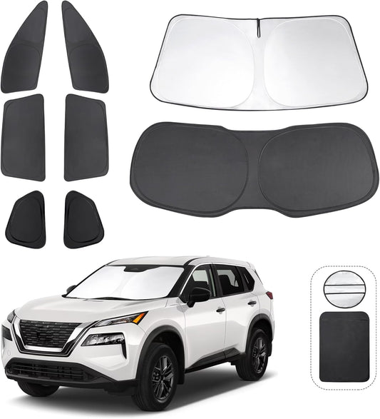 TINGLU Window Shades for Nissan Rogue 2021-2024 2025(NOT for Rogue Sport) Accessories Car Side Full Windows Cover Camping Rear Triangular Windshield Sun Shade Sun UV Rays Privacy Protection 8PCS