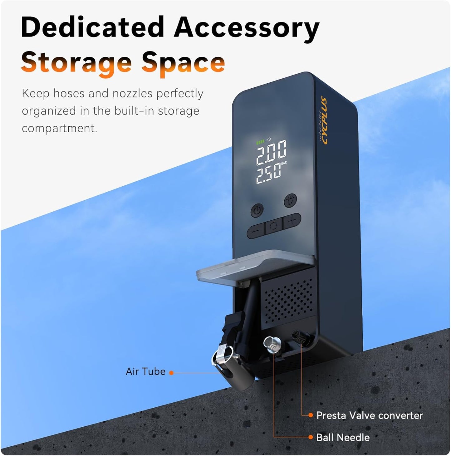 CYCPLUS Tire Inflator Portable Air Compressor - 150PSI Cordless Air Pump with Digital Tire Pressure Gauge, Auto Shut Off, DC/AC 2-in-1 for Car/Motorcycle/E-Bike/Ball