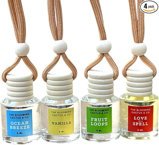 4 Pack Air fresheners | Long lasting car air fresheners, Hand-made in USA | Small room diffuser | Small Business Woman Owned. (8 ml Sweet & Fresh Pack Mix)