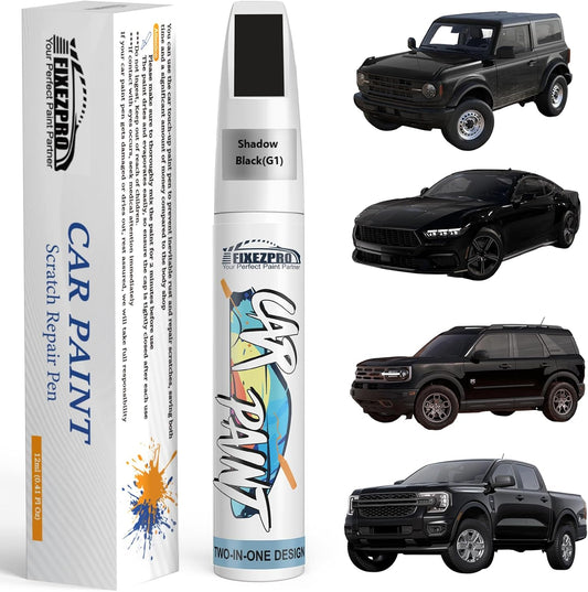 Shadow Black(G1) Touch Up Paint for Ford, Car Paint Scratch Repair Remover Pen Color Exact Match, Quick and Easy Fix Automotive Chips and Nicks Scuff