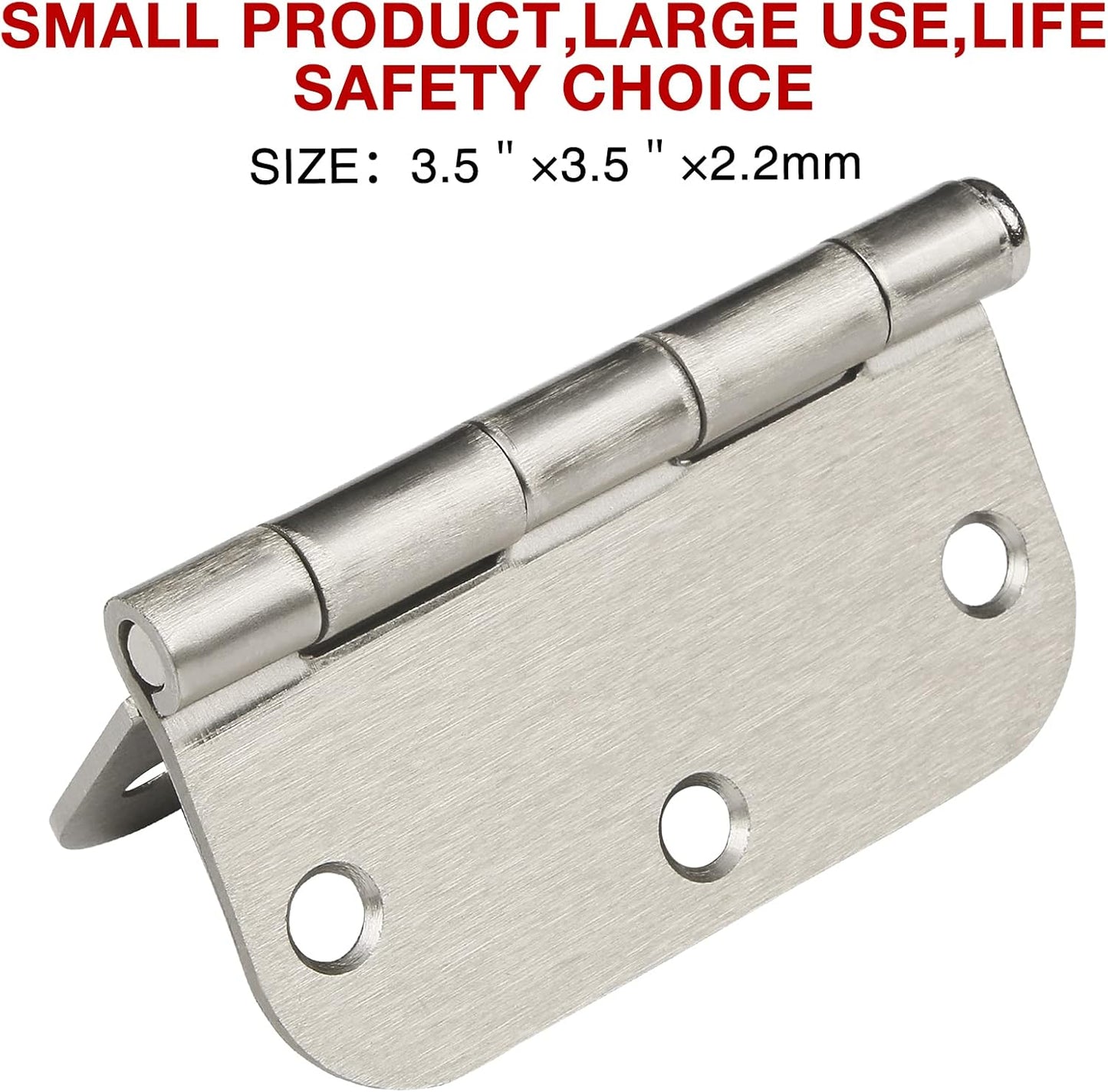 30 Pack Rounded Satin Door Hinges Brushed Nickel 3.5 Inch Interior 3 1/2 Inch 5/8" Radius Corners Iron Bifold Silver Residential Bed Room Hinge for Doors Hardware Controls House Decor Accessories
