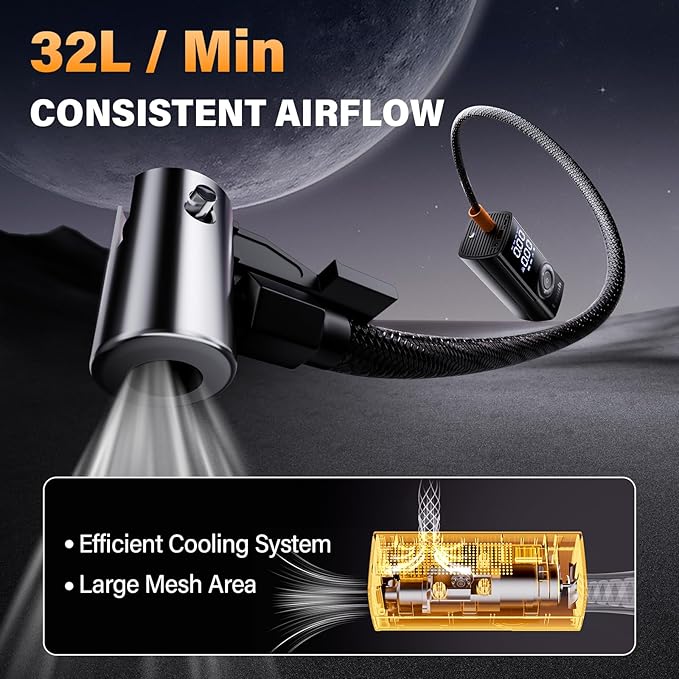 10000mha & 150 Psi Tire Inflator Portable Air Compressor - 12V Car Tire Air Pump Portable with Pressure Gauge - One Minute Fast Inflation, Ideal for Car, Motorcycle, Bicycle and More