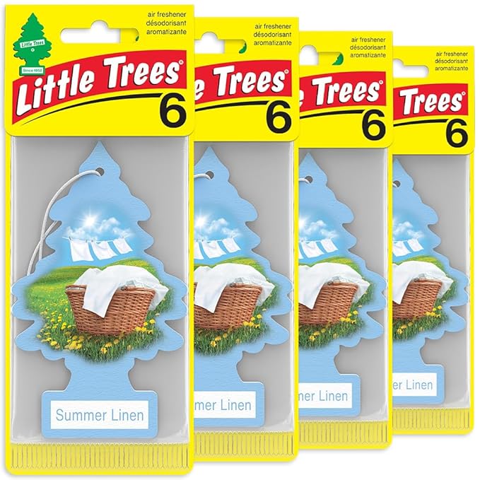 LITTLE TREES Car Air Freshener | Hanging Tree Provides Long Lasting Scent for Auto and Home | Summer Linen, 24 Air Fresheners