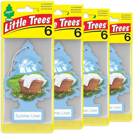 LITTLE TREES Car Air Freshener | Hanging Tree Provides Long Lasting Scent for Auto and Home | Summer Linen, 24 Air Fresheners