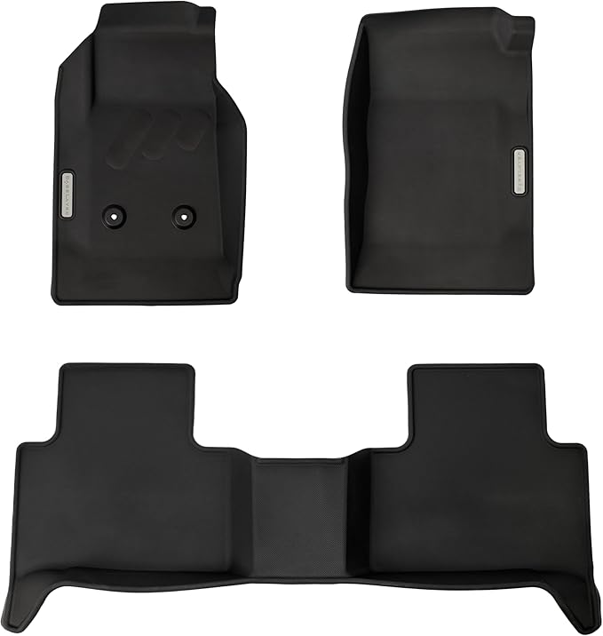BaseLayer Elite Floor Mats for Chevy Colorado/GMC Canyon (2015-2022) Crew Cab – Made in USA – Precision Fit Heavy Duty All-Weather Mats – Front & Rear (Gray Logo)