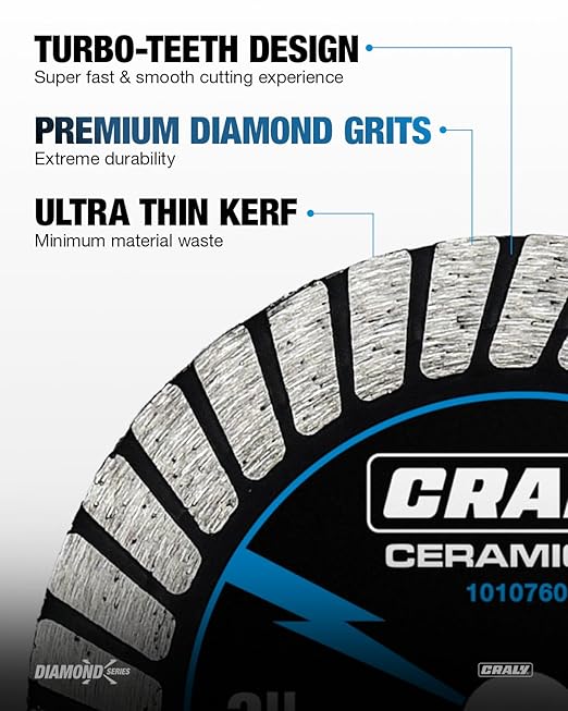 CRALY 3 Inch Super Thin Turbo Diamond Blade, 3/8 in Arbor, 3'' Diamond Stone Blade for Angle Grinder & Circular Saw, Diamond Cutting Wheel for Cutting Granite, Concrete, Brick, Marble, Masonry, 2PC