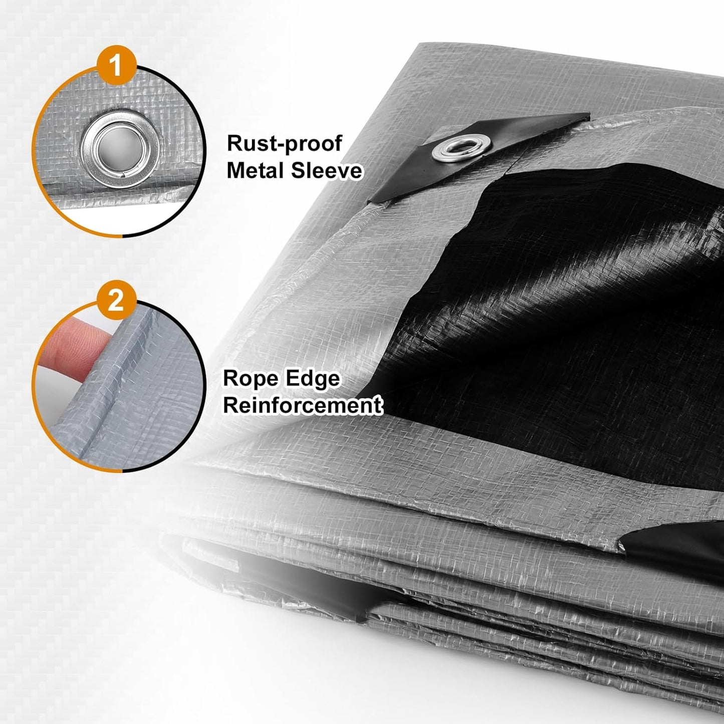 AROIC 10x12FT Heavy Duty Tarps Waterproof, 16 Mil Thick Camping Tarp-15x17 Weave, Large Waterproof Tarp, Tarp Tear Resistant, UV Resistant, Multipurpose Protective Cover for Tent, Car, Roof, Boat