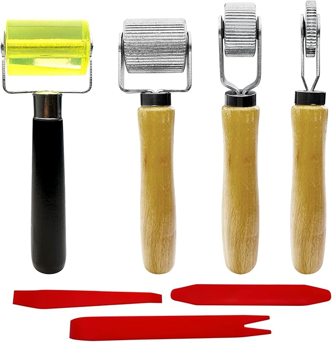 7Pcs Sound Roller, Sound Deadening Roller Metal Insulation Tool, Rubber Seam Roller, Sound Deadener Roller Set, Bearings Equipped Car Sound Deadener Application Wheel Roller (6mm 20mm 40mm 50mm)