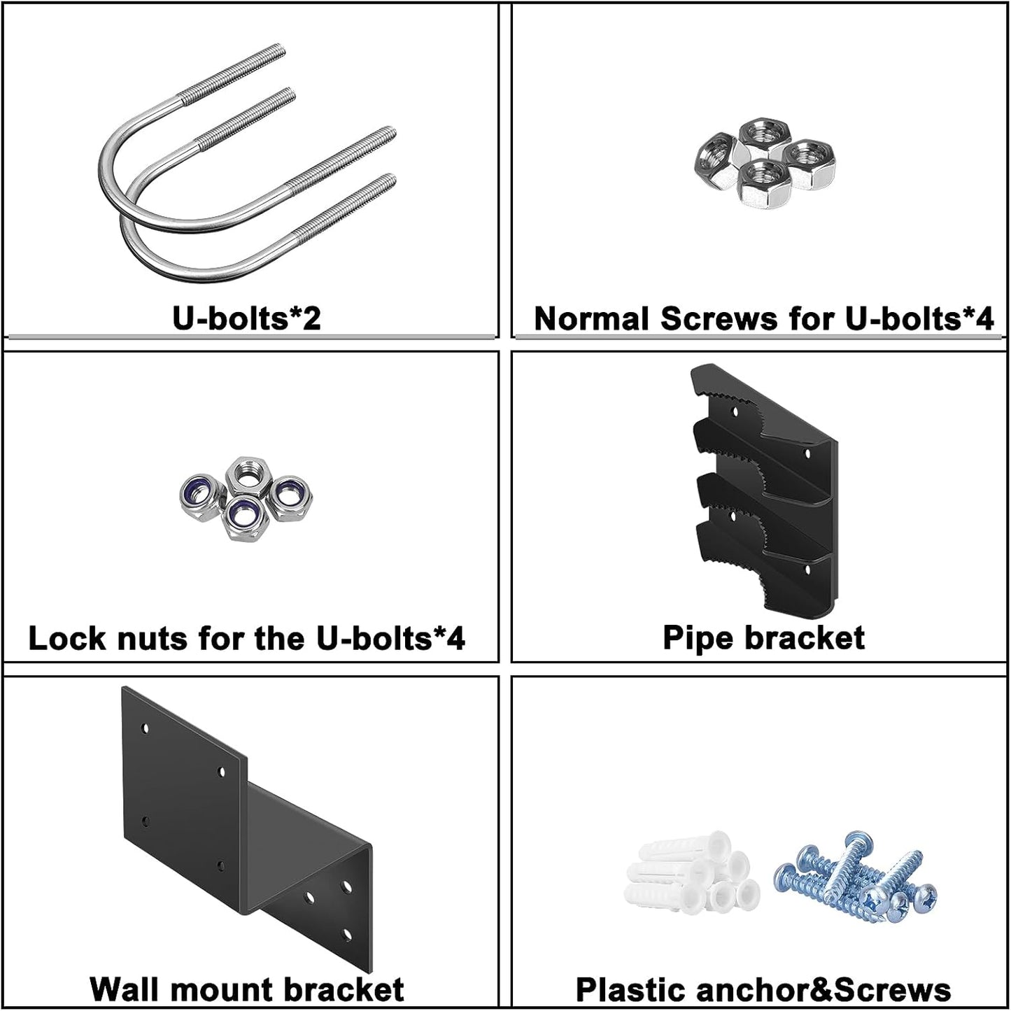 Antenna Mount Outdoor Antenna Pole Mast Mount Bracket- Heavy Duty Steel with U-Bracket Assembly + 6 Screws