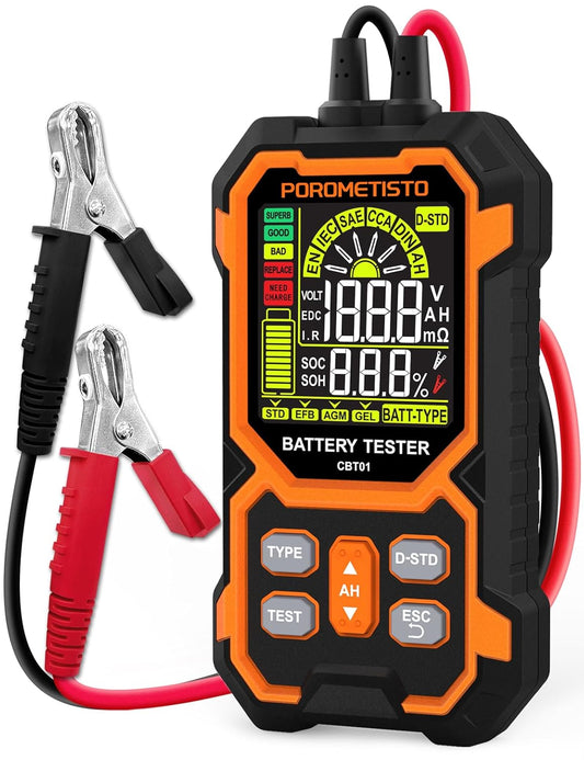 12V 24V Car Battery Tester, POROMETISTO CBT01 Automotive Battery Checker, Auto Battery Voltage Internal Resistance Tester, Battery Analyzer Tester for Car Truck Motorcycle SUV Boat ATVs RVs