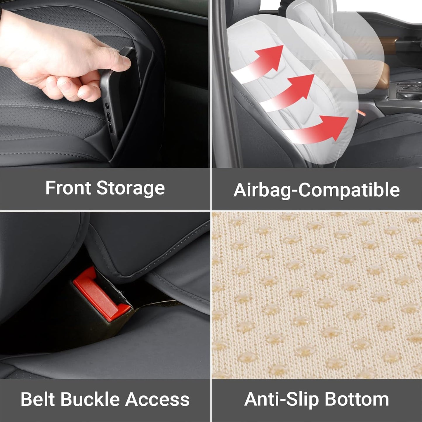 Coverland Custom Car Seat Covers Compatible with Ram 2500 Crew Cab - Premium Leather Non-Slip Memory Foam Waterproof Cover Custom Fit Interior Protector Full Set-Dark Gray [See Size Chart-Size X141]