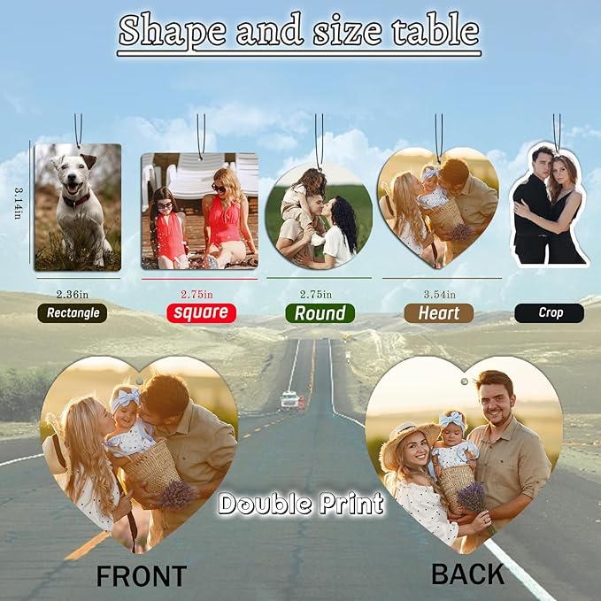 Custom Air Freshener for Car - Personalized car Air Freshener, Double Sided Print Photo/Logo With Scents Freshener, Smell Fresheners With Picture for Wardrobe, Bathroom, Car Hanging Deco