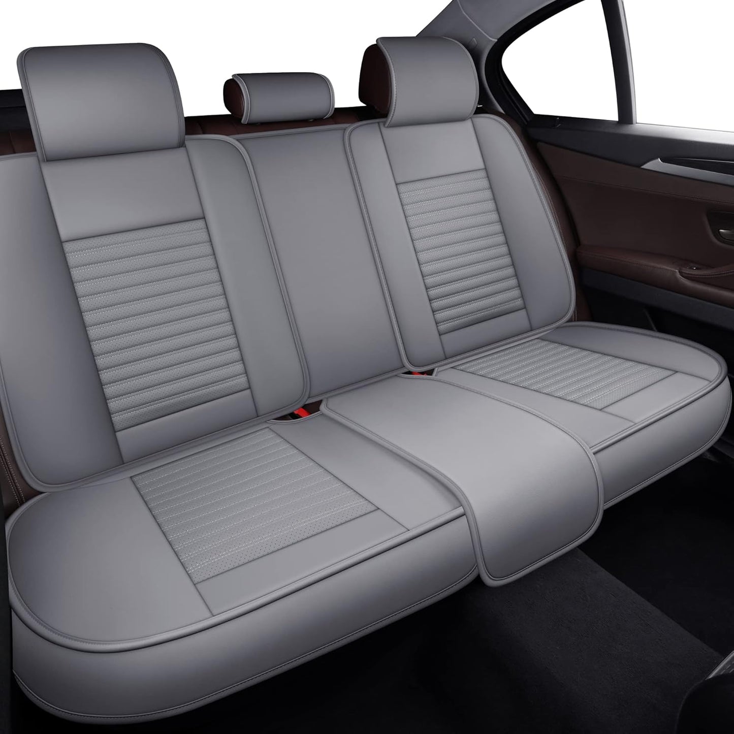 LINGVIDO Car Seat Covers, Breathable and Waterproof Faux Leather Automotive Seat Covers for Cars SUV Pick-up Truck Sedan,Universal Anti-Slip Driver Seat Cover with Backrest (Rear Seat, Gray)