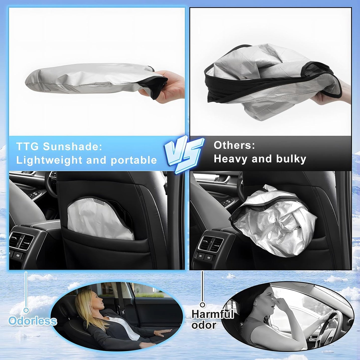 T TGBROS Windshield Sun Shade Custom Fit for 2019-2023 2024 Kia Forte Accessories Foldable Sun Shield Reflective Polyester Sun Visor Cover Block Heat and Sun Protection