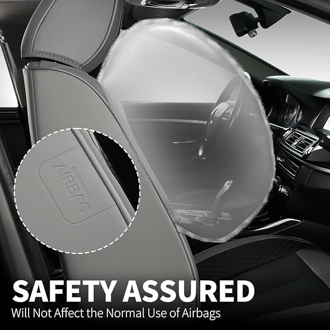 FLORICH Full Set Car Seat Covers 5pcs, Breathable Waterproof Nappa Leather Seat Covers, Gary Seat Covers, Automotive Interior Cover Universal for Cars SUV Truck Sedan - Gary&Black