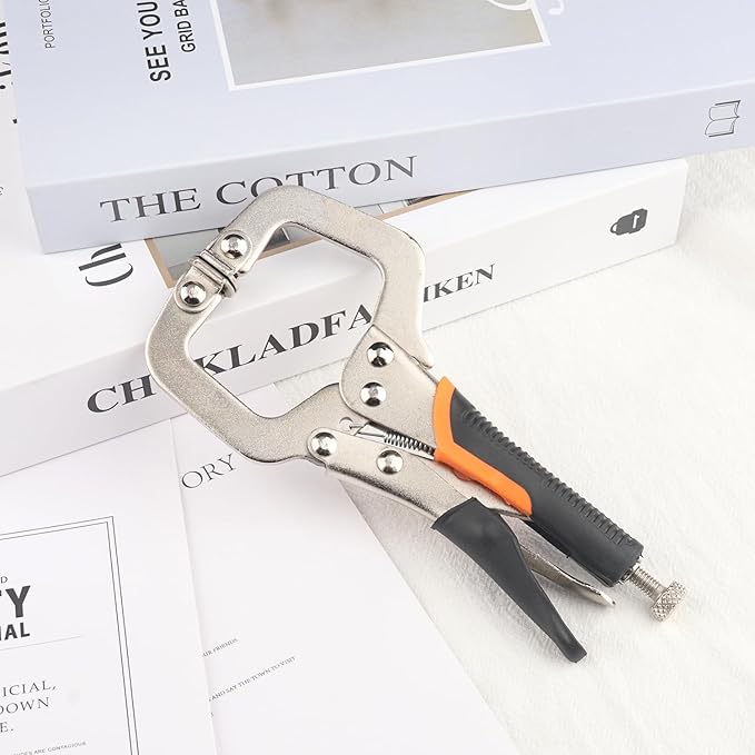 4 Pack 6 Inch C Clamp Locking Pliers,Locking C Clamp With Non-Slip Rubber Grip, Adjustable Nickel Plated C Pliers for Wood Working, Welding, Electrician Maintenance and More, by GENHAKON