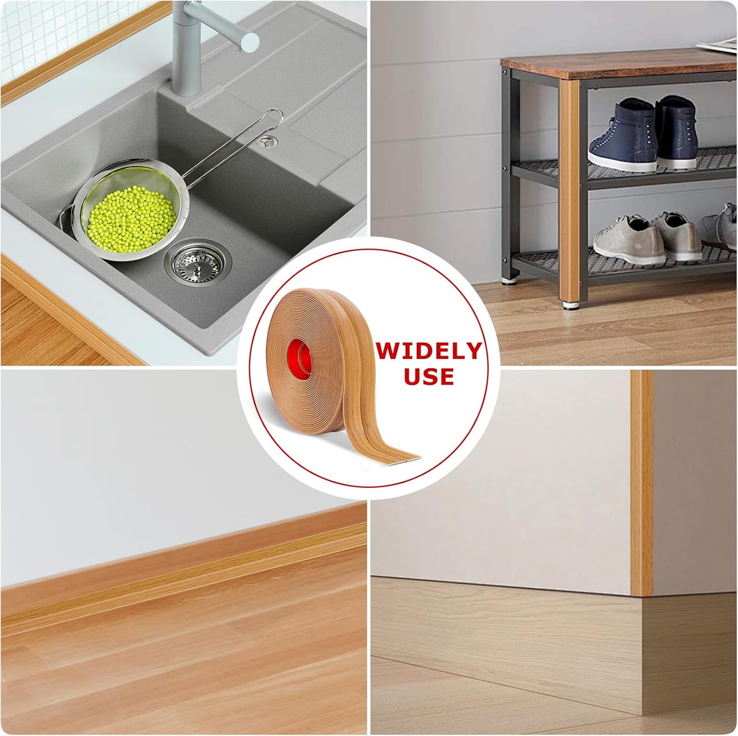 Flexible Wall Corner Protector Moulding Trim Peel and Stick Wall Corner Guards Edge Protector Self Adhesive Molding Trim Strip for Edge Ceiling (Light Brown Wood Grain, 1.6 in x 40 Ft)