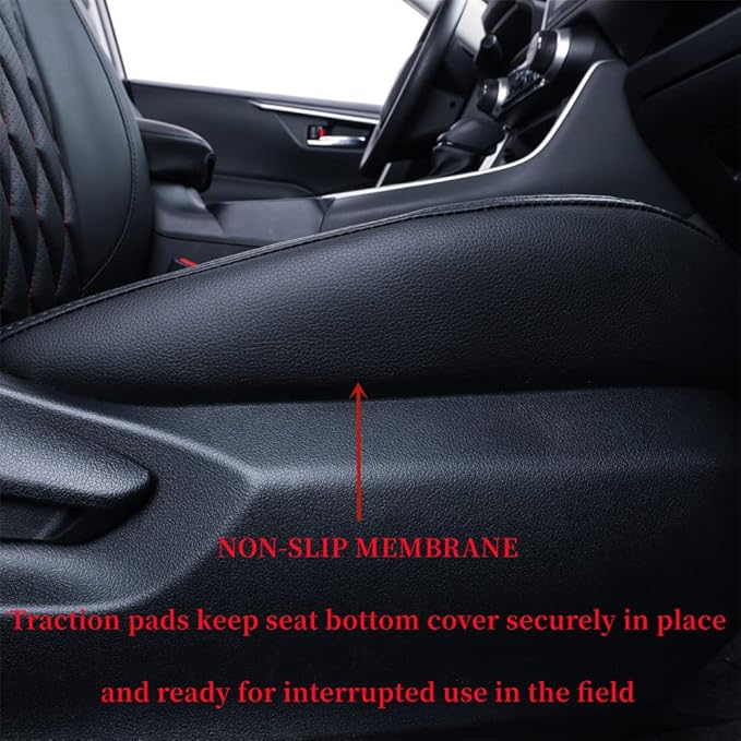 coverdream RAV4 Waterproof Leather Seat Covers Custom Fit for 2019-2024 2025 Toyota RAV4 LE,XLE,XLE Premium,Limited,Full Coverage,Airbag Compatible,Car Seat Protector(Full Set,Red/Black)