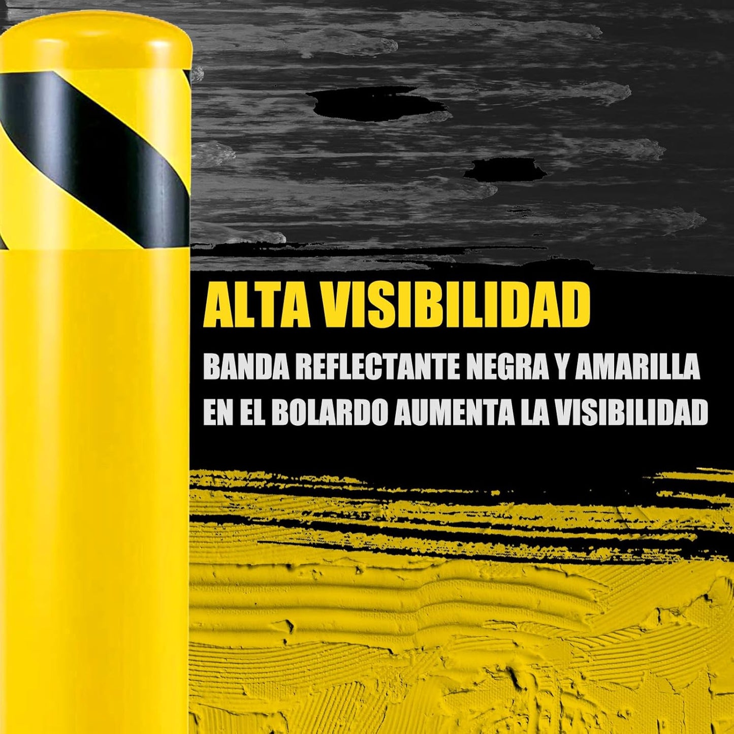 Safety Bollard Post, Steel Bollards,Parking Bollard, Yellow Powder Coated Safety Parking Barrier Post, for Traffic Sensitive Areas (6, 36"H*3.5"D)