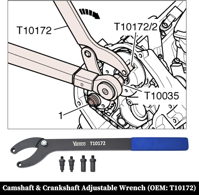 Engine Camshaft Locking Timing Tool Kit, Compatible with VW Audi 2.0 2.4 2.5 2.8 3.0T 3.2 4.2 5.0 5.2, Touareg Q7 Porsche 3.0T, A4 A6 A6L A8 Q5 Q7 R8, Replace OEM T40133 T40070 T40058 T10172