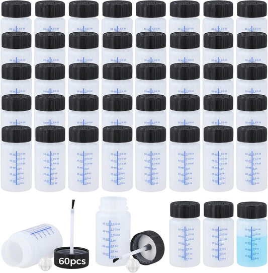 60 Pcs 2 Oz Touch Up Paint Container - Empty Paint Touch Up Bottles with Brush, Safe Lids, and Mixing Balls for Fixing Car Scratches