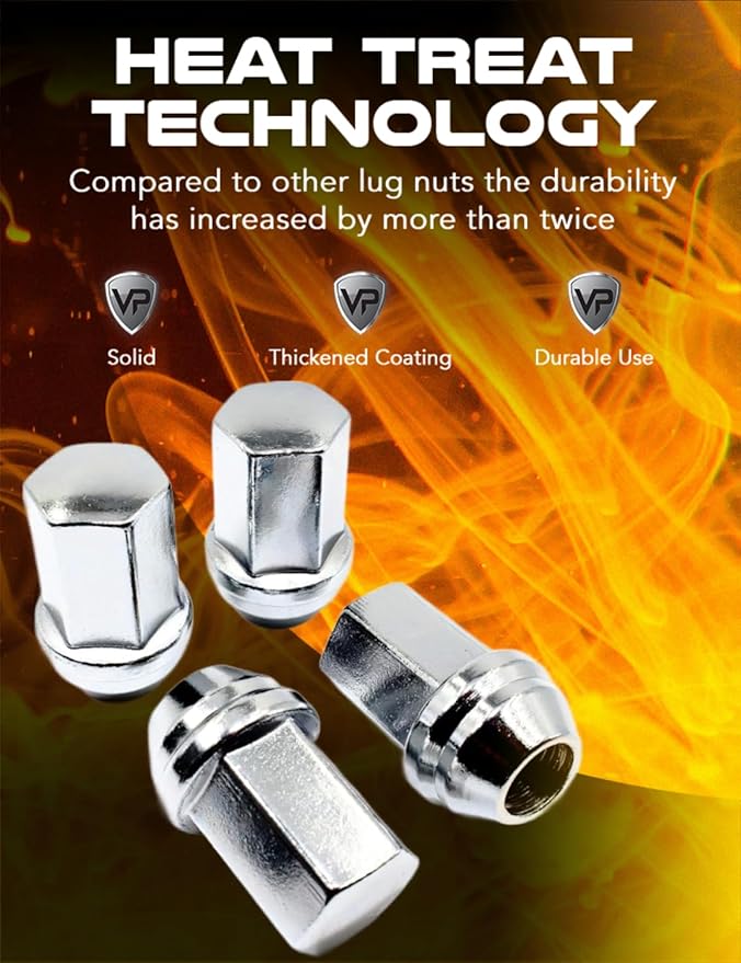 Set of 24 Veritek 14x1.5mm OEM Factory Style 1.80 Inch Length 7/8 22mm Hex Duplex Large Acorn Seat Wide Base Replacement Chrome Lug Nuts for Buick Cadillac Chevy Chevrolet GMC Factory Wheels