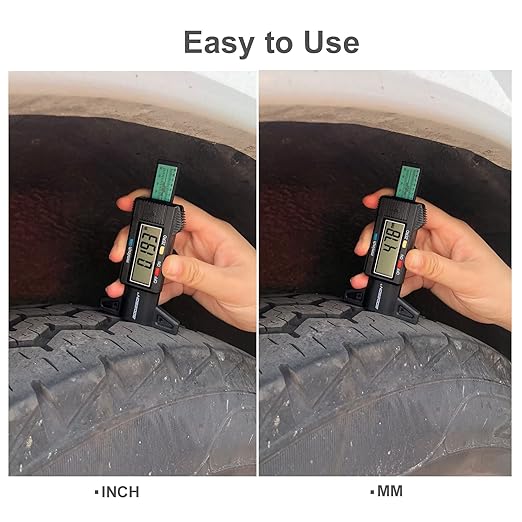 GODESON Tire Tread Depth Gauge,Digital Tire Tread Depth Gauge in 1Inch/25.4mm with Color-Coded Bar, Easy Read Tire Depth Gauge for Cars, Trucks, Motorcycles