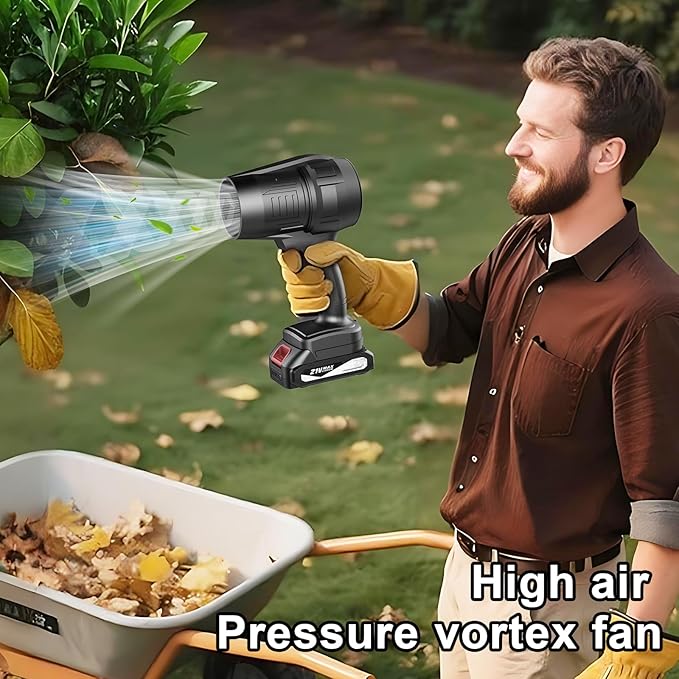 Fostex Cordless Leaf Blower, Handheld Turbo Air Blower with 2 Batteries, Lightweight & Portable, 6 Speed Modes, for Car Drying, Snow, Dust and Leaf Blowing