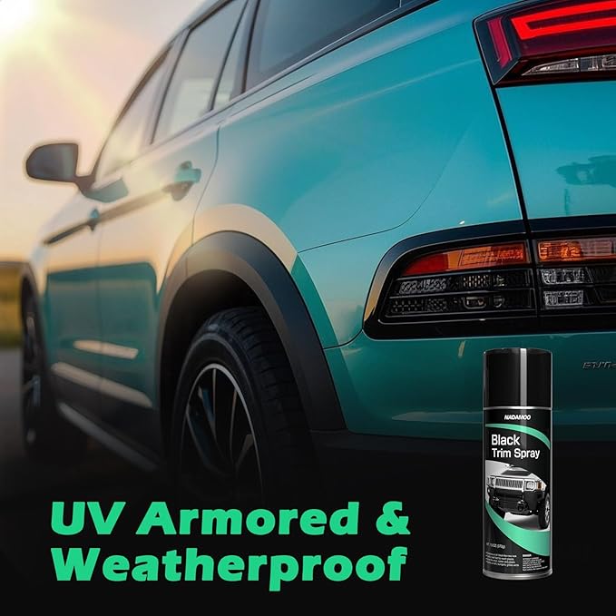 NADAMOO Automotive Black Trim Spray Paint, 2 Cans, Instantly Revives Color for Car Plastic Vinyl Rubber, Vehicle Exterior and Interior Plastic and Trim Restorer Aerosol Paint Can, Satin Finish
