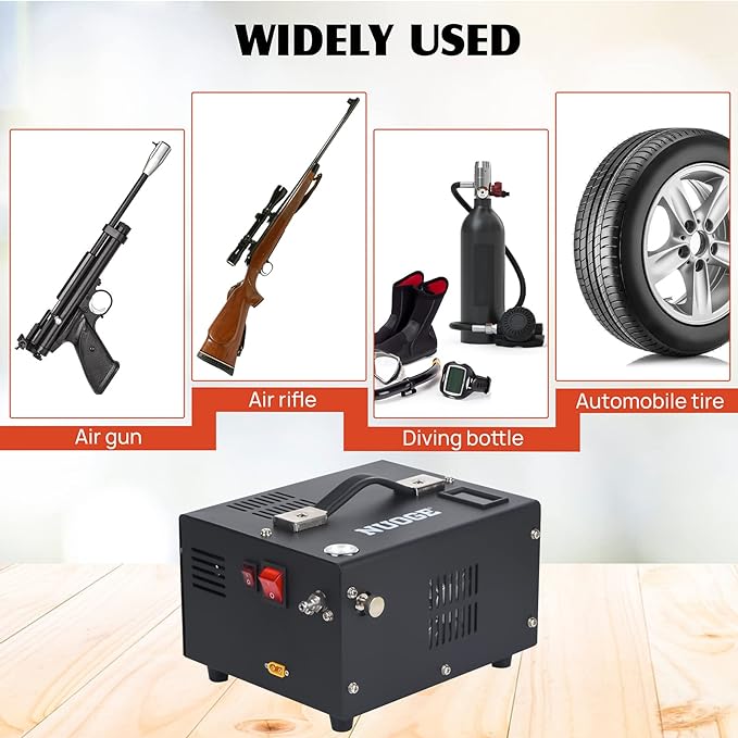 Pcp Air Compressor 4500Psi 30Mpa Powered by Car 12V Dc or Home 110V Ac W/Converter Paintball/Scuba Tank Compressor Pump