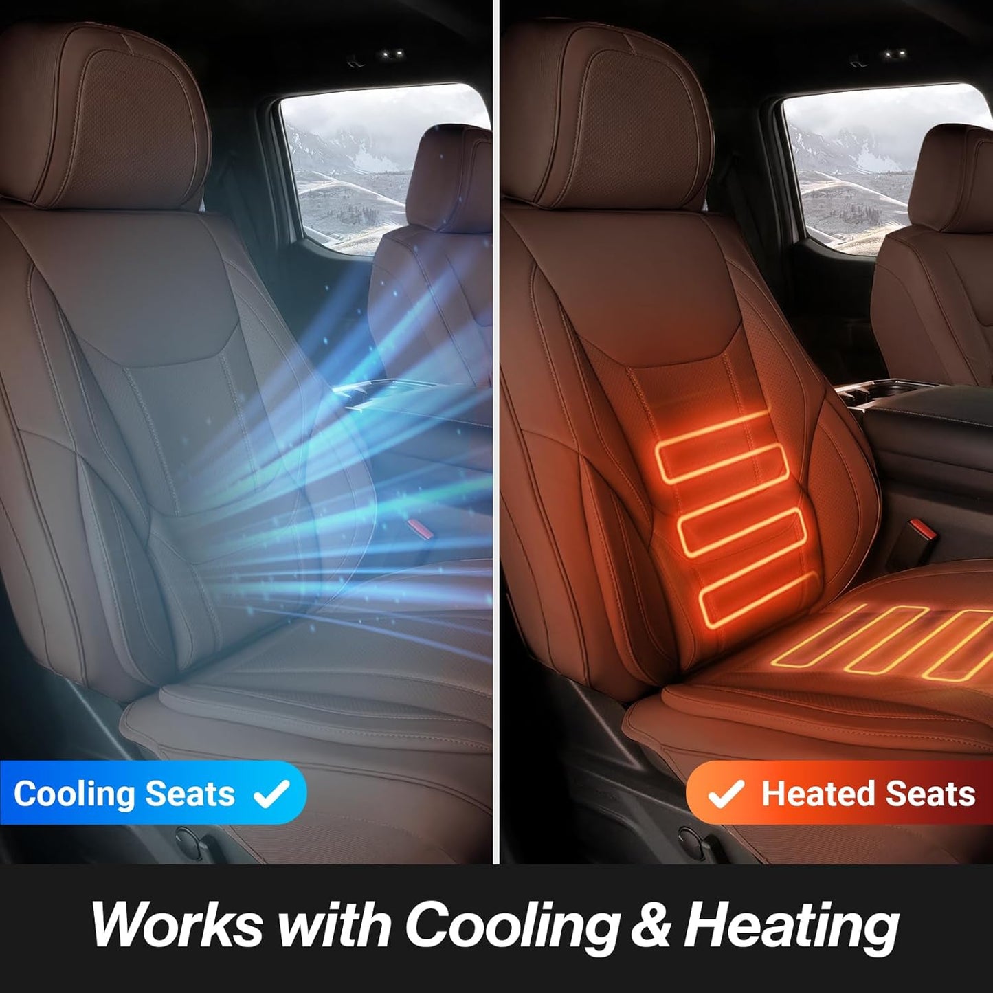 Coverland Custom Car Seat Covers Compatible with Ram 1500 2500 Mega Cab - Premium Leather Non-Slip Memory Foam Waterproof Cover Custom Interior Protector Full Set-Dark Brown [See Size Chart-Size X111]