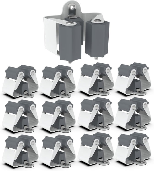 3-H Broom Holder Wall Mount 12 Pack, Mop and Broom Holder Wall Mount for Hanging and Organizing Shovel,Rake,Brush,Yard Tools in Laundry Room Garden Garage (grey)